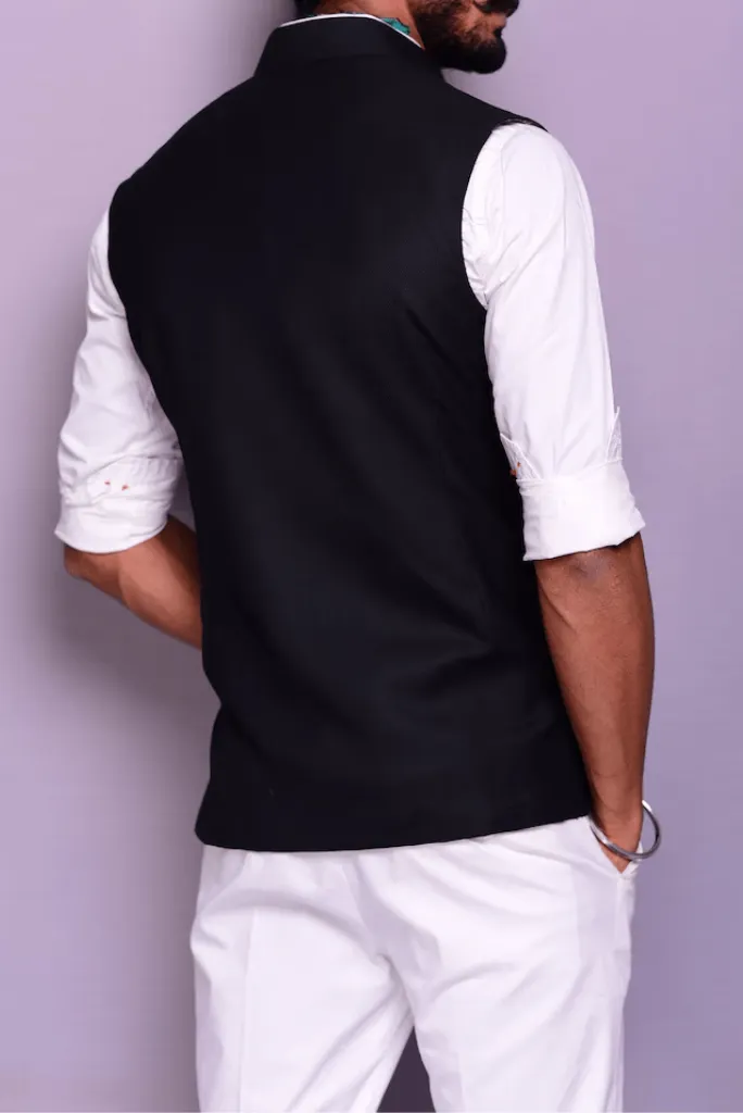 Plain Black Half Nehru Jackets Men's Wedding Jackets Party Wear jacket