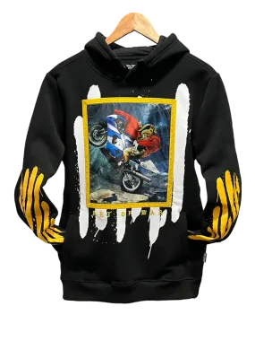 Rebel Minds Black Men's Graphic Hoodies Long Sleeves Regular-Fit