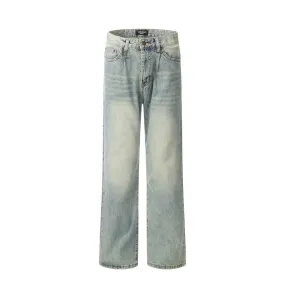 Retro Straight Jeans Men's Punk Distressed