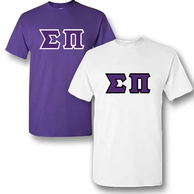 Sigma Pi Lettered T-Shirt, 2-Pack Bundle Deal - TWILL