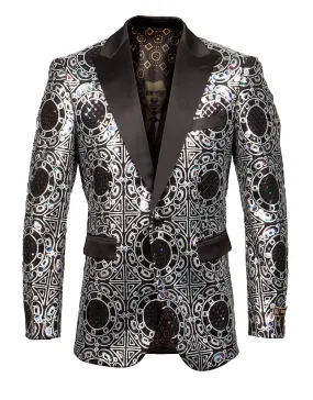 Silver Slim Fit Peak Lapel Sports Coat