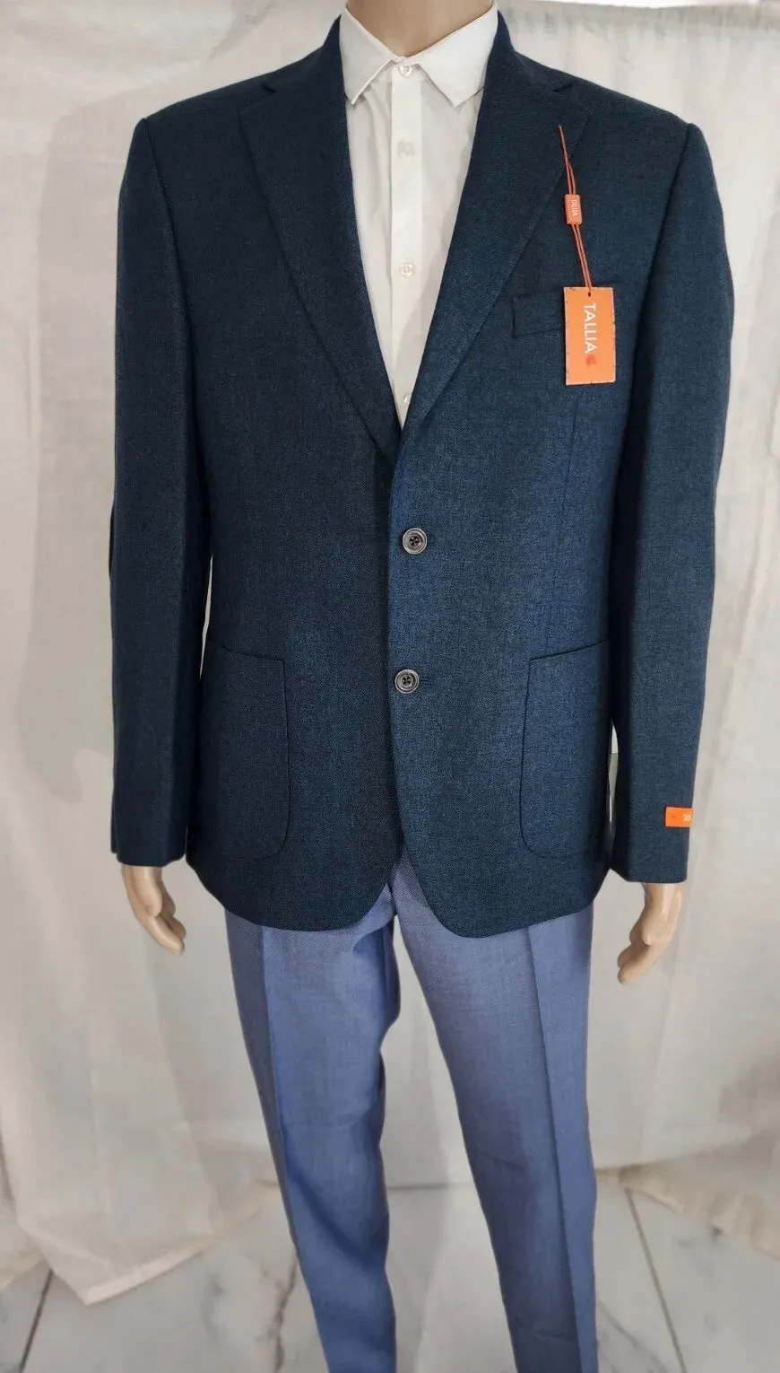 Tallia Mens Teal( Blue/Green) Slim Fit Elbow Patch Blazer Size 44S