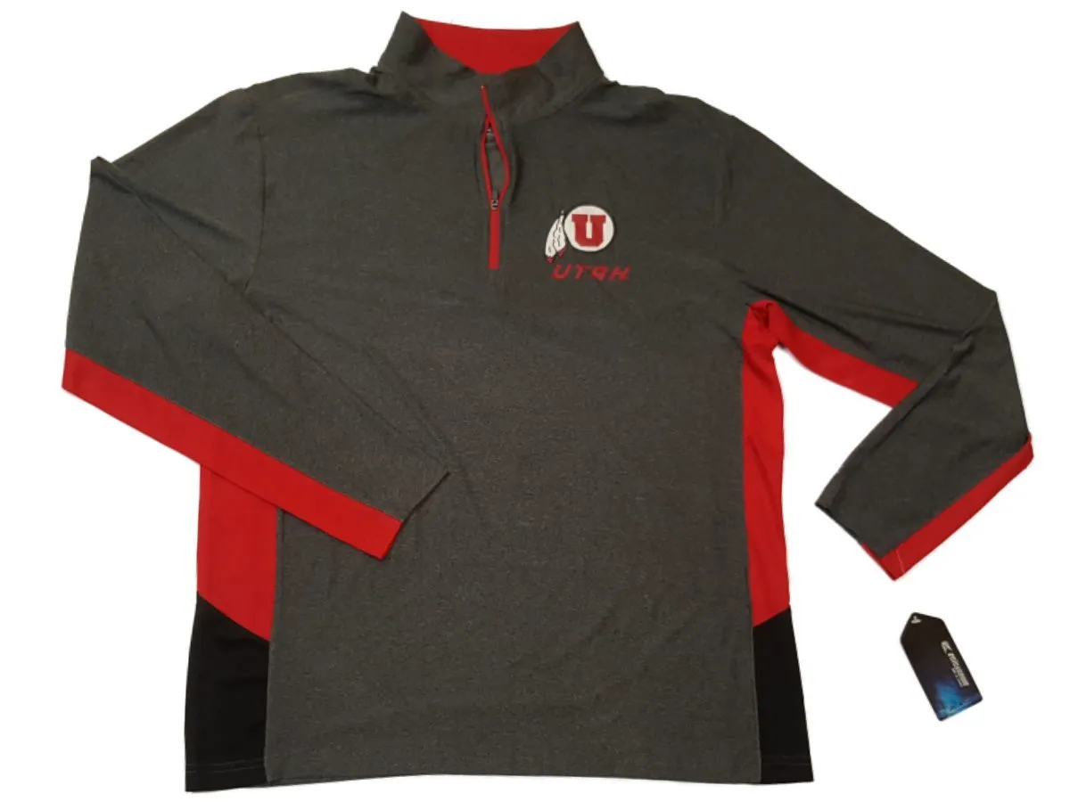 Utah Utes Colosseum Gray 1/4 Zip Performance Long Sleeve Collared Pullover (L)