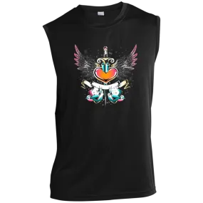 Vintage Heart and Swallow Banner Men’s Sleeveless Performance Tee